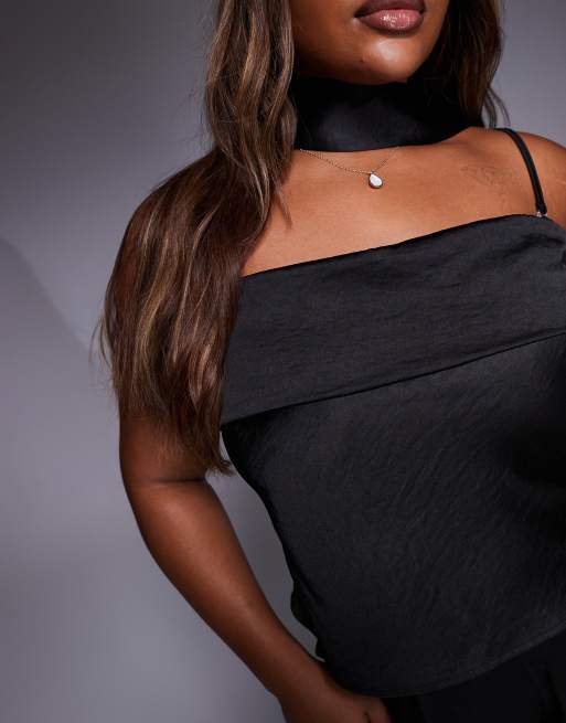 TFNC Plus - Top a fascia nero con foulard in coordinato, 2 di 4