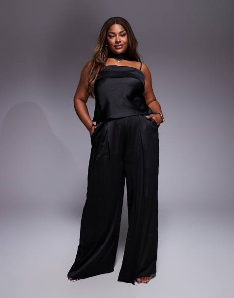 TFNC Plus wide leg tailored trousers co-ord in black
