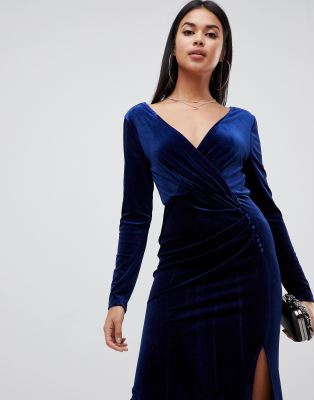 robe bleu marine en cache coeur