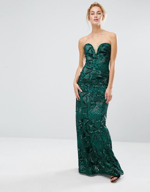 TFNC - Robe longue bandeau à sequins formant des motifs