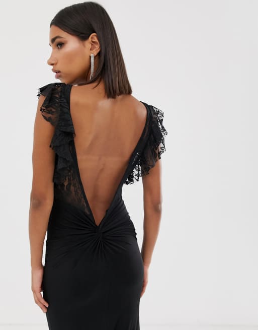 TFNC Robe longue en dentelle avec d collet en V profond au dos