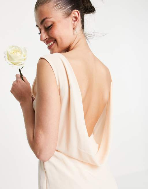 TFNC - Robe mi-longue fendue à dos bénitier pour demoiselle d'honneur - Blush clair , 3 de 4