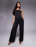 [TFNC] TFNC satin bandeau wide leg jumpsuit in black 6 BLACK