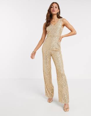 gold sequin jumpsuit