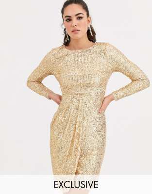 gold wrap around dress