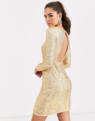 asos gold wrap dress