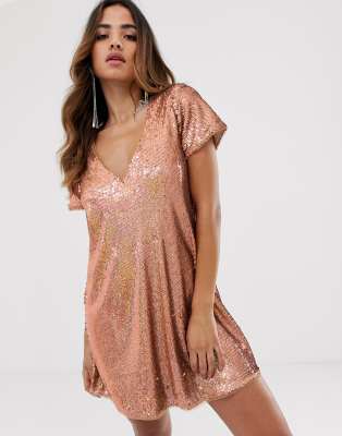 tfnc sequin shift dress in multi silver