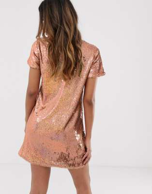 rose gold shift dress