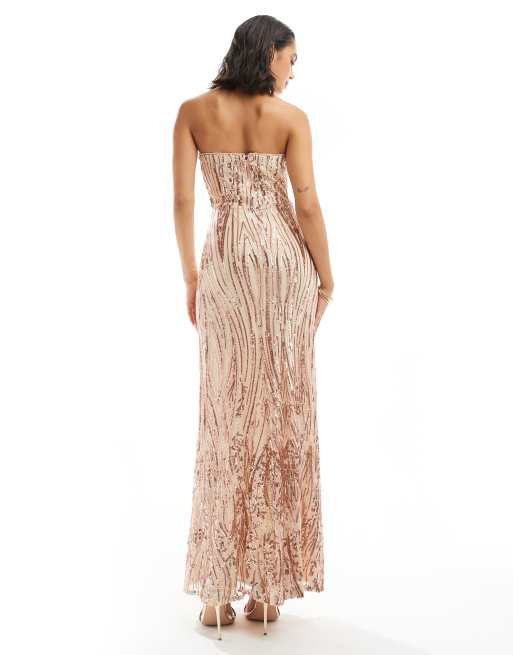 graduation dress photo Rose Gold Sequin One Shoulder Dress – Lisposa