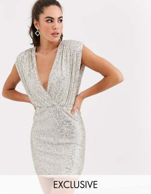 sequin wrap front dress