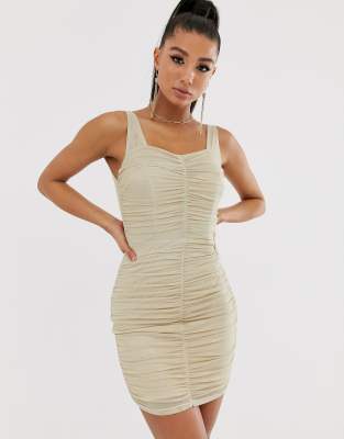 gold ruched dress