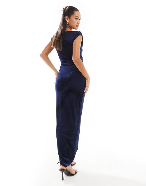 chinese dress ladies Berylove Women Dark Navy Bridesmaid Dress Square Neck Tiered A Line Chiffon Wedding Guest Dress, Dark Navy / US10