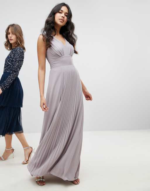  TFNC  Sleeveless Maxi  Bridesmaid  Dress  With Pleated  Skirt 