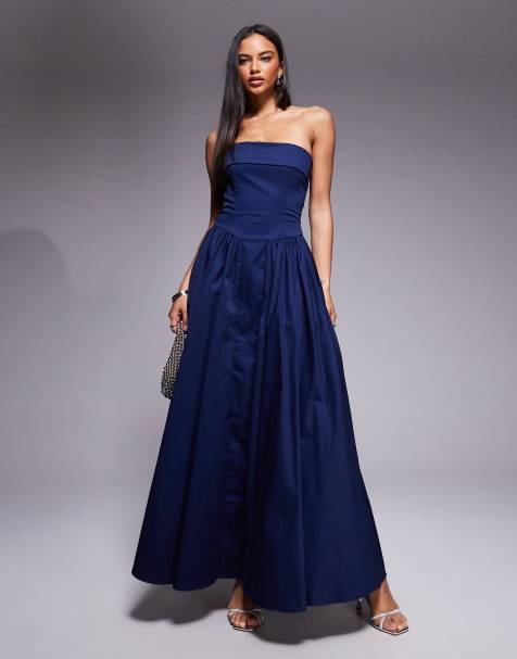 TFNC strapless midaxi dress with full skirt in navy - view 1