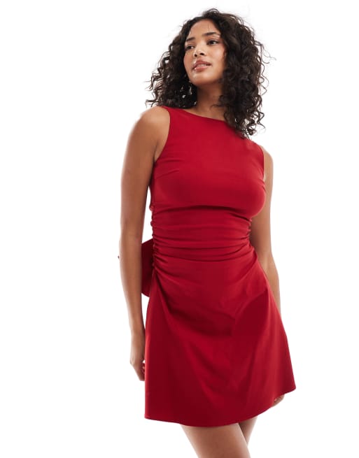 strapless open back dress Betty Lace Fit and Flare Mini Dress • Shop American Threads Dress Shop Crimson / M main image 0