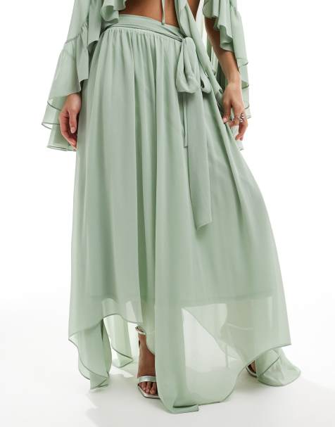 TFNC maxi skirt in sage green co-ord