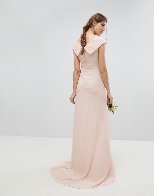 TFNC Tall Bardot Maxi Bridesmaid Dress With Fishtail and