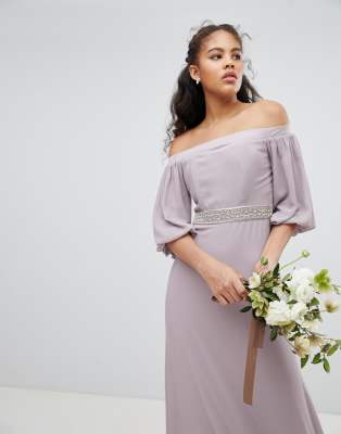 tfnc bardot maxi bridesmaid dress