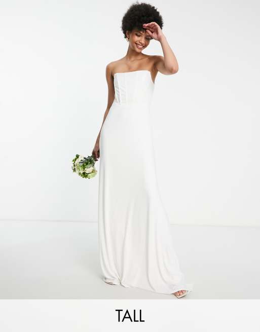 TFNC Tall – Bridal – Sukienka gorsetowa maxi w kolorze kości słoniowej 