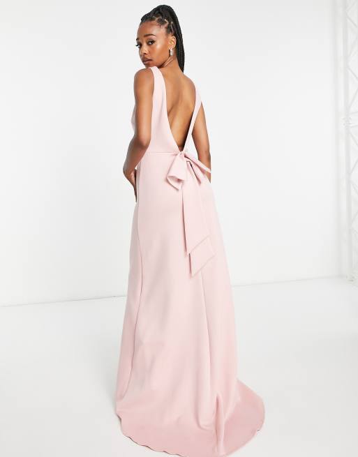 Backless bow back maxi hot sale dress