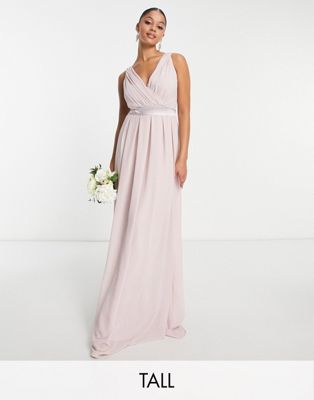 Tfnc Tall Bridesmaid Bow Back Maxi Dress In Pink