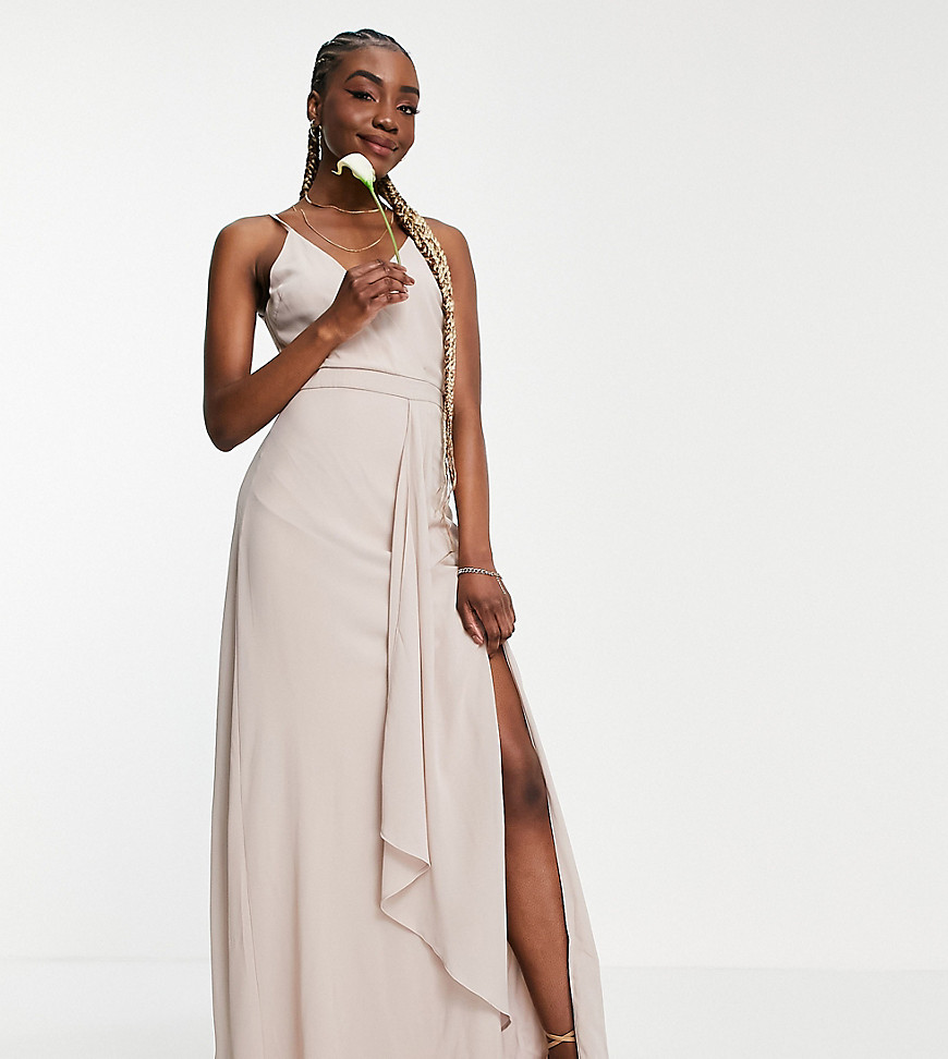 TFNC Tall Bridesmaid cami wrap maxi dress with fishtail in pink