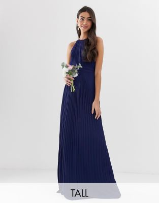 high neck navy maxi dress