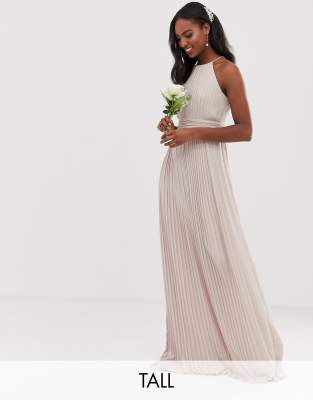 High neck shop pleated maxi dress