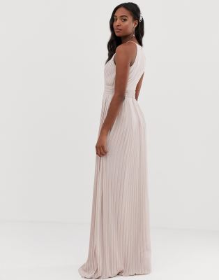 asos design high neck pleated maxi dress