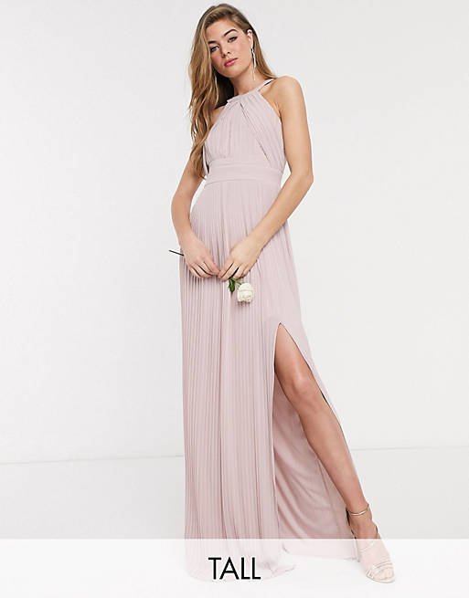 Exclusives TFNC Tall bridesmaid exclusive pleated maxi dress in pink 