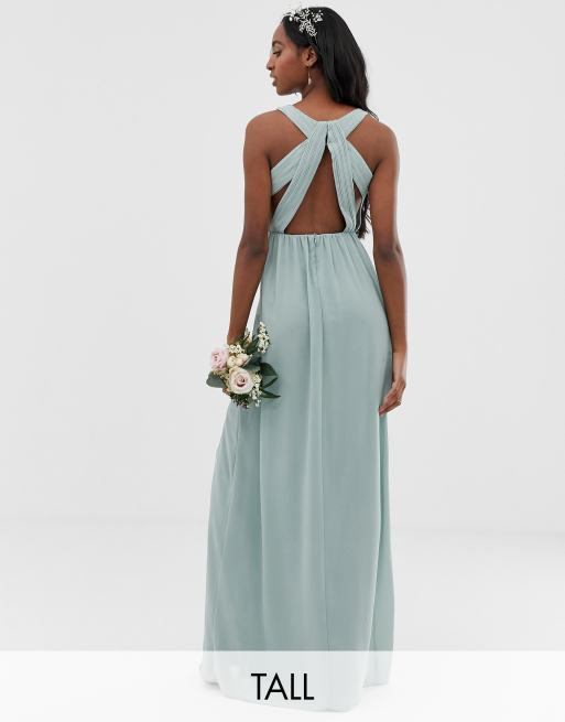 TFNC Tall bridesmaid  exclusive pleated maxi dress  with 