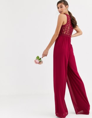 red bridesmaid jumpsuit