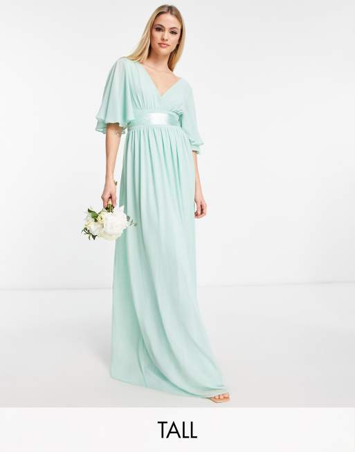 TFNC Tall Bridesmaid kimono sleeve pleated maxi dress with angel