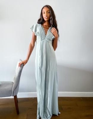 sage maxi dress with sleeves