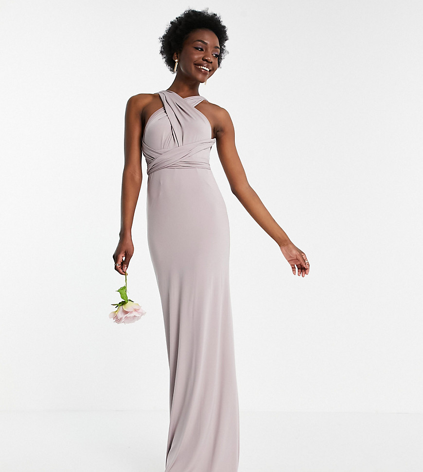 TFNC Tall Bridesmaid multiway maxi dress in light grey