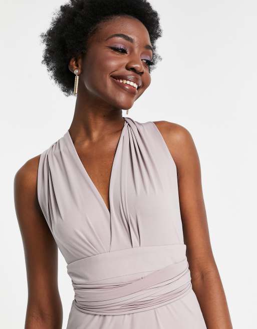 TFNC Tall Bridesmaid multiway maxi dress in light grey ASOS