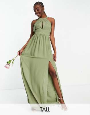 Tfnc high neck pleated maxi clearance dress