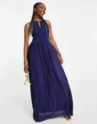 tfnc pleated maxi bridesmaid dress