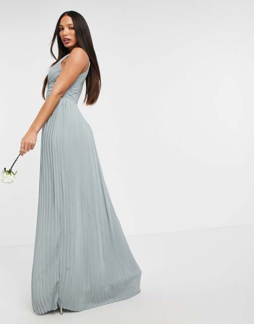 Asos tfnc pleated maxi bridesmaid dress best sale