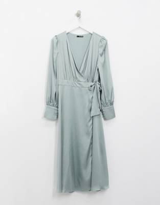 long sleeve wrap front dress