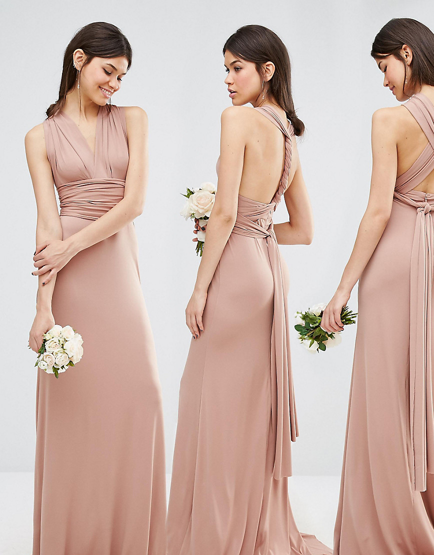 TFNC Tall - Bruiloft - Veelzijdige lange jurk met lange achterkant-Lichtbruin