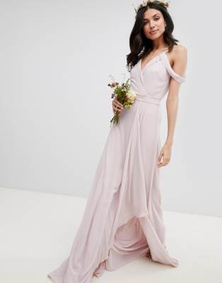 wrap maxi bridesmaid dress