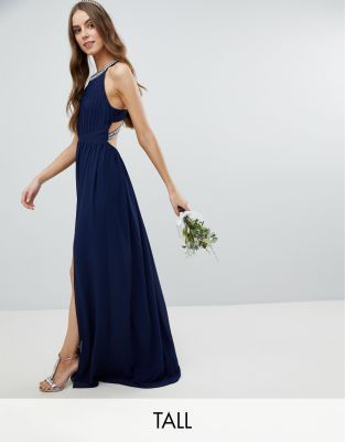 Tfnc pleated maxi bridesmaid 2025 dress with back detail