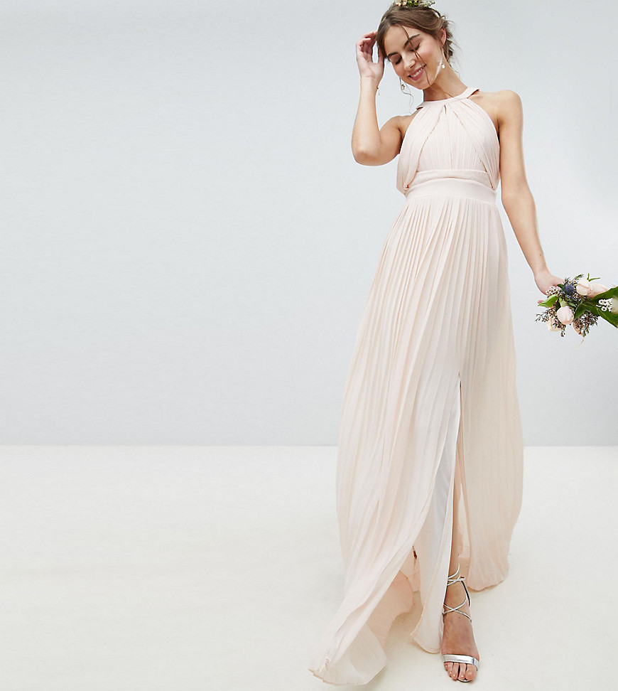 TFNC Tall - Geplooide lange jurk voor bruidsmeisjes-Roze