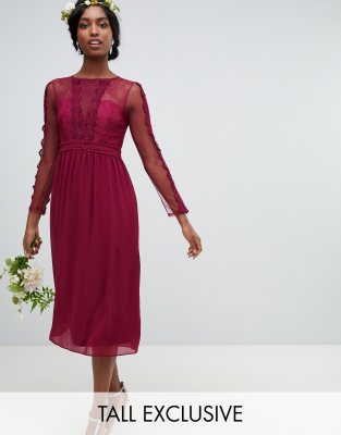 asos burgundy lace dress