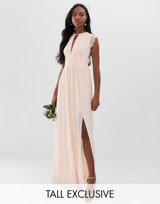 TFNC Tall lace detail maxi bridesmaid dress in pearl pink TFNC Tall lace detail maxi bridesmaid dress in pearl pink