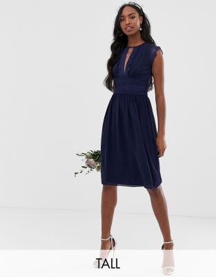 navy bridesmaid dresses midi