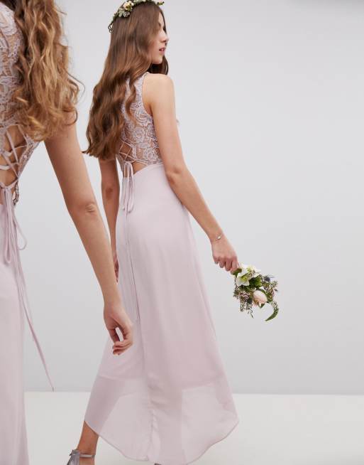 Tfnc lace up 2025 back midi bridesmaid dress