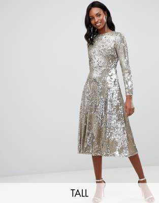 asos sequin long sleeve dress