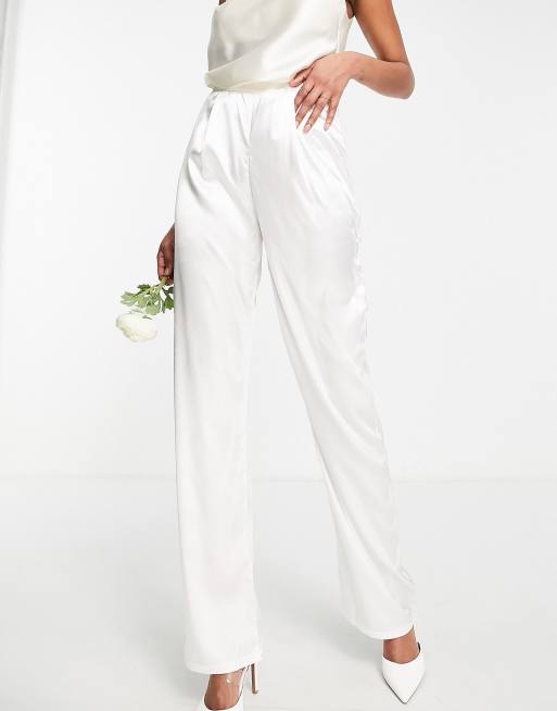 TFNC Tall - Pantalon de mariée en satin - Ivoire 